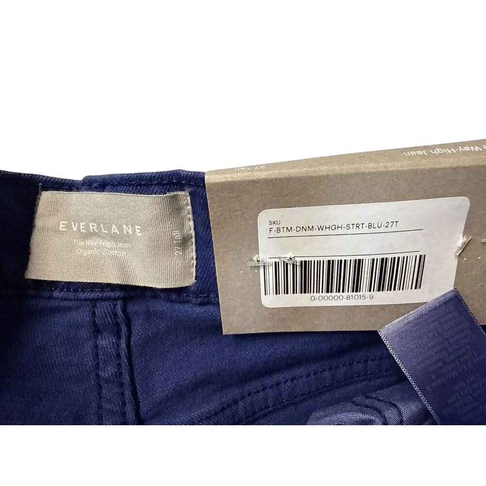 Everlane Way-High Jeans~Size 27 Tall~Blue Straight Leg High Rise Denim NWT L1 43